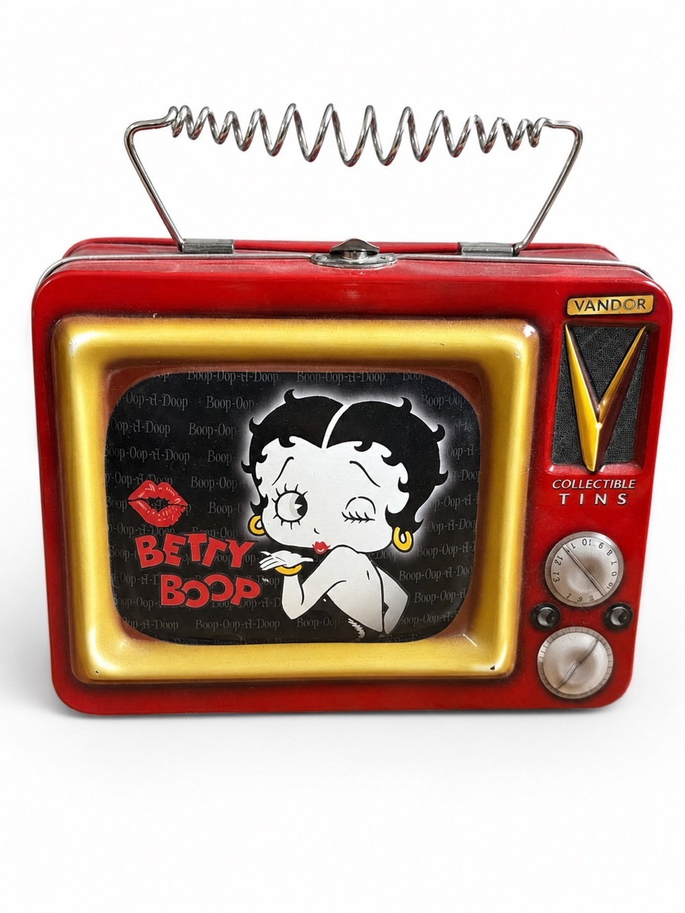 Vintage Vandor Betty Boop TV Collectible Tin Lunch Box Carry Case Retro Red